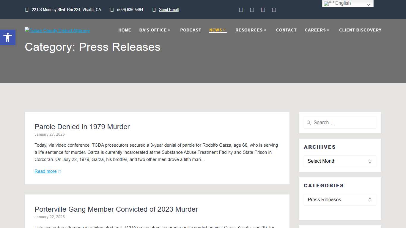 Press Releases – Tulare County District Attorney