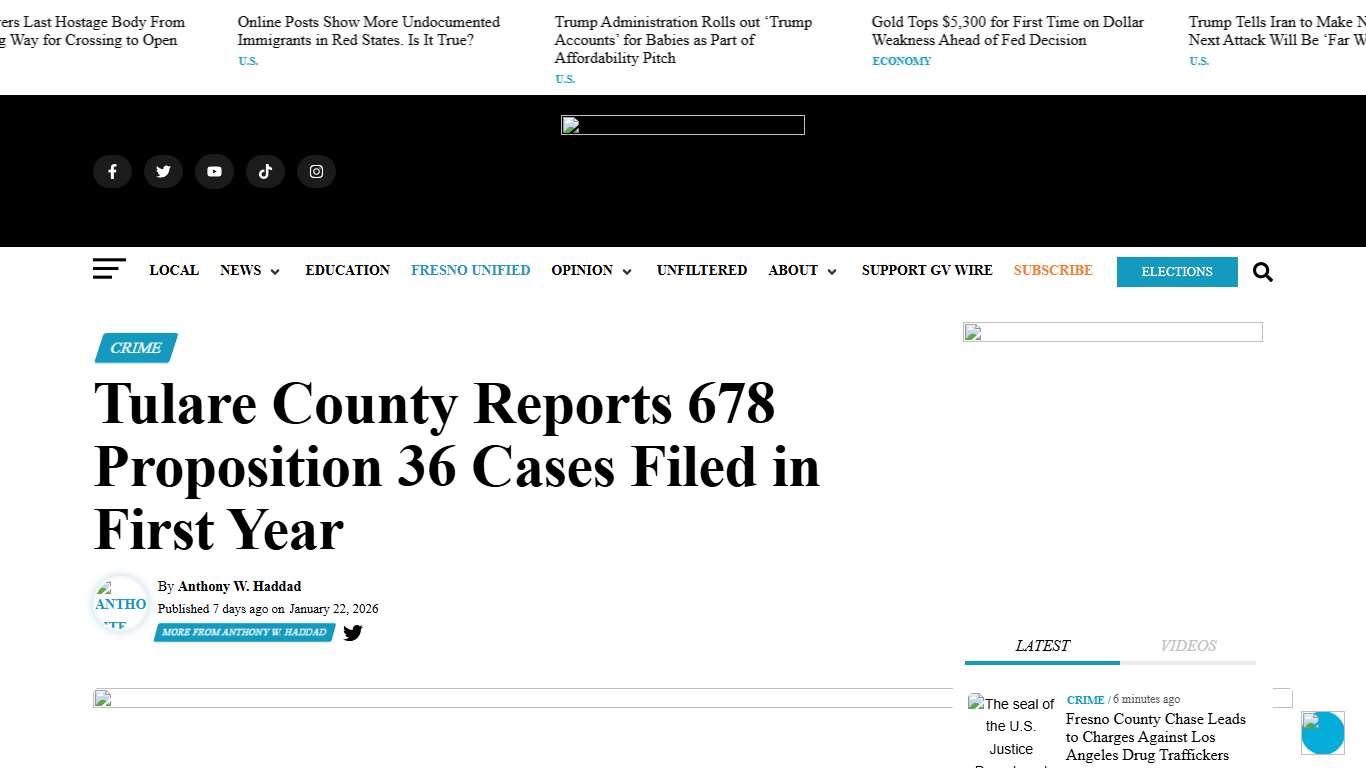 Tulare County Reports 678 Proposition 36 Cases Filed in First Year - GV Wire